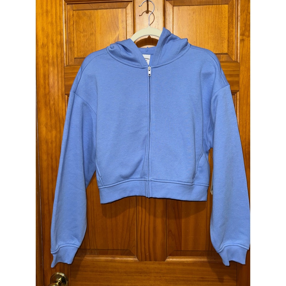 No Boundaries Blue Boxy Zip-Up Fleece‎ Hoodie Sweatshirt XXS 00